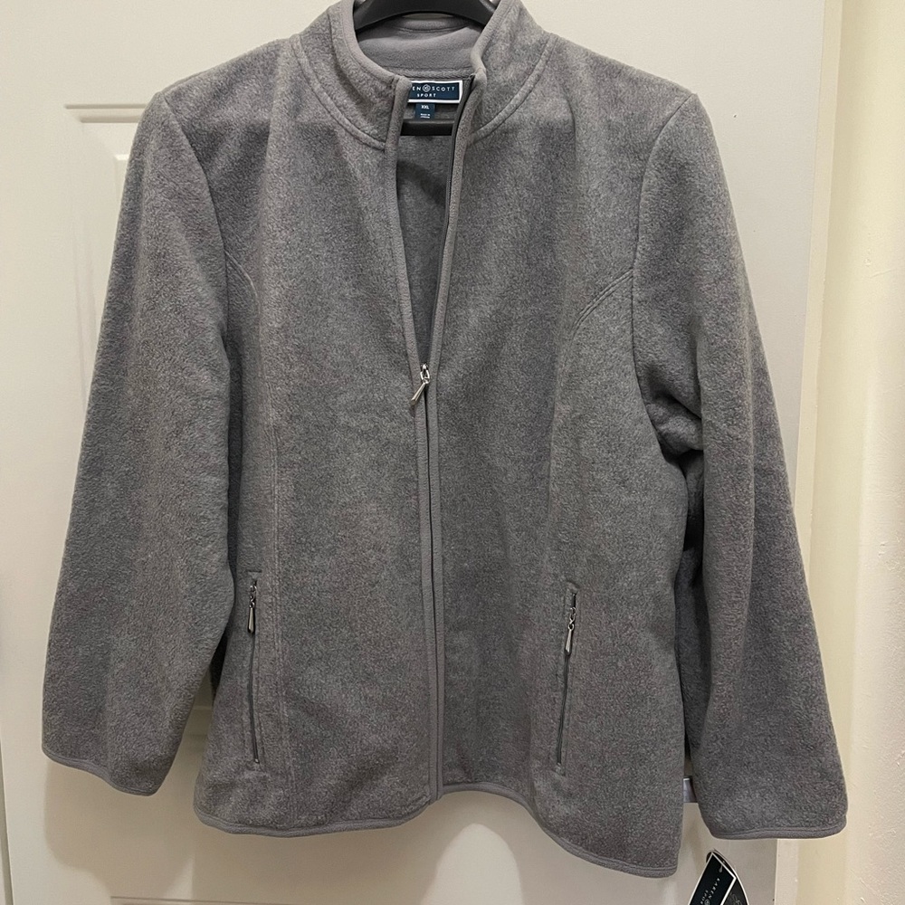 KAREN SCOTT:NWT.Women’s XL/warm zip up fleece jacket.,2-Grey